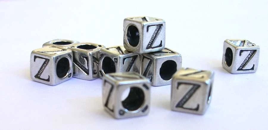 Sterling Silver 5.5mm Large Hole Alphabet / Letter Beads - Image 1 of 4