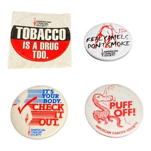 ACS American Cancer Society Camel Puff Dragon Vintage Pinback Button Sticker - Picture 1 of 5