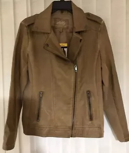 Neu mit Etikett Sebby Collection Damen braun Toffee Kunstlederjacke mittlerer Kragen Mantel - Bild 1 von 9