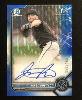 2022 BOWMAN CHROME JARED POLAND BLUE REFRACTOR AUTO #50/150 1ST BOWMAN - Image 1 of 3