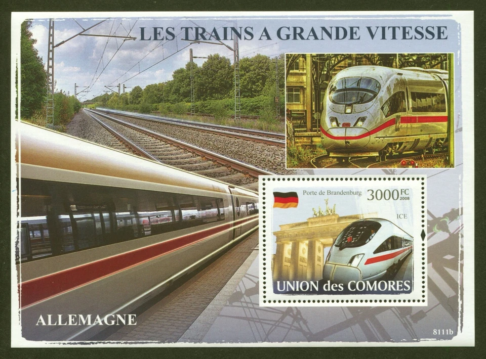 Comoro Islands Sc# 1018, German High Speed Trains S/S, VF/XF MNH, SCV: $16.50 - Image 1 of 1