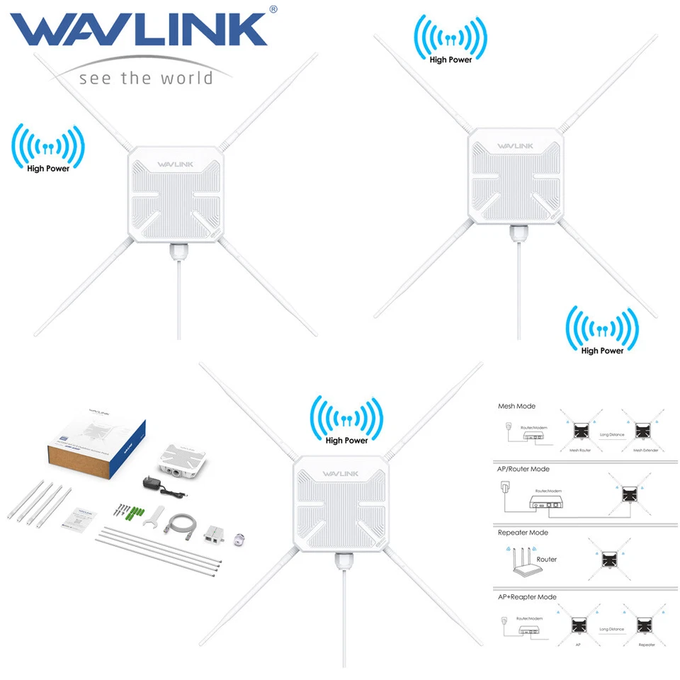 Wavlink WiFi Range Extender Outdoor Signal Booster 1200Mbps Router Long Range - Image 1 of 4
