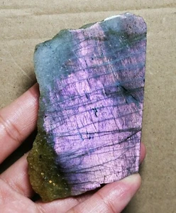 One Side Polished Nice Purple Flash Labradorite Slab Spectrolite Reiki Stone - Picture 1 of 10