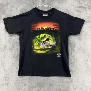 Vintage Jurassic Park Shirt Boys Large Black Movie T Rex Single Stitch USA Hanes - Picture 1 of 15