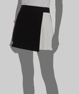 $274 Alice + Olivia Women Black Toni Colorblock Asymmetrical Mini Skirt Size 2 - Picture 1 of 3