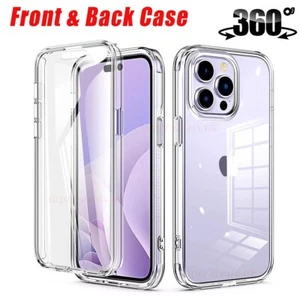 360 Full body Clear Case For iPhone 16 15 14 13 12 11 Pro Max XR XS Max 7 8 SE - Picture 1 of 12