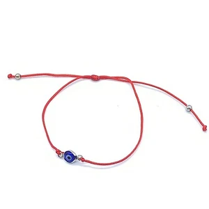Red String Evil Eye Medal Blue Bracelet 2 Cord Adjustable 6in-10in Kabbalah - Picture 1 of 7
