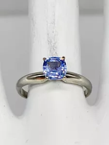 5000 $ 1,35 kt 6 mm Ceylon-Ehering Kissenschliff blau keine Hitze Saphir Platin - Bild 1 von 3