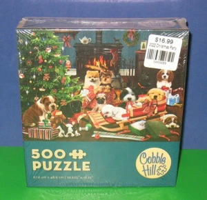 Cobble Hill 500 Teile Puzzle 2022 Christmas Party Welpen Hunde versiegelt - Bild 1 von 3