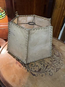 vintage rawhide animal skin leather lamp shade Mid Century Indian Or Animal Lamp - Picture 1 of 10