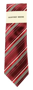 NEW GEOFFREY BEENE BEYOND STRIPE RED NECK TIE $55 - Picture 1 of 2