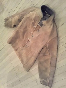 Vintage Cowhide Leather Work Wear Factory Welder Jacket - SIZE LARGE - Picture 1 of 11