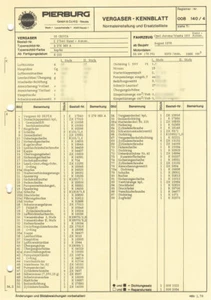 Datenblatt Einstelldaten Solex 32 DIDTA Vergaser Opel Ascona Manta 16S 9276063A - Picture 1 of 2