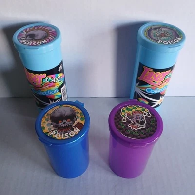 LOT of 4 POISON Pog Containers Milk Caps Collection RARE - Image 1 of 4