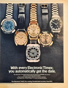 Timex Electronic Automatically get the date No Winding 1972 Vintage Print Ad - Picture 1 of 1