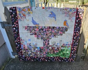 Quilted Bird Bird Bath Wall Hanger, Amazing - Picture 1 of 10