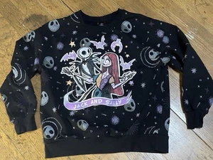 Disney Jack & Sally Sweatshirt Youth XL (14/16) – Bats Stars Halloween Goth - Picture 1 of 6