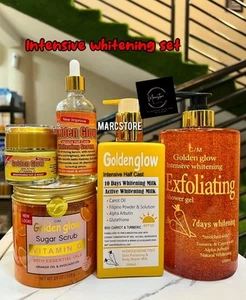 5 In 1 Set Golden Glow Body Milk 500ml Lotion + 1000ml exfoliating shower Gel. - Picture 1 of 1