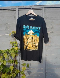 VINTAGE IRON MAIDEN POWERSLAVE BY PROMO STARS PHARAOH BLACK XL T-SHIRT - Picture 1 of 5