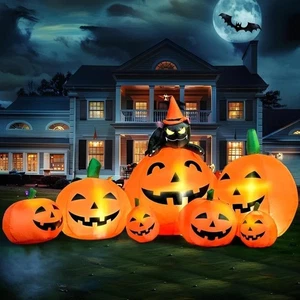 Zucca gonfiabile Halloween lunga 7 piedi decorazioni da esterno, 7 zucche da esterno  - Foto 1 di 3