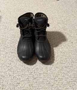 Sperry Women’s Duck Boots Size 7.5 Quilted Rubber Boot Black - Picture 1 of 6