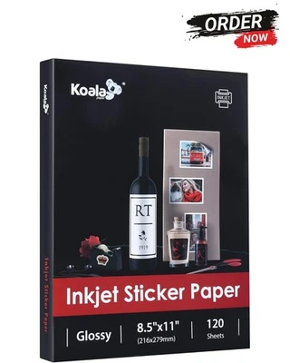 120 Sheets Koala Glossy Sticker Paper 8.5x11 Inkjet Printer Adhesive Photo Paper - Image 1 of 4