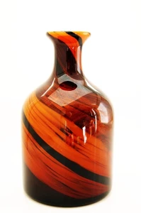 Brown Blown Art Glass Bottle Vase with Gold Swirled Inclussions - Picture 1 of 5