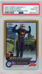 Max Verstappen 2022 Topps Chrome F1 #152 Gold/Purple Refractor PSA 10 GEM MT - Picture 1 of 2