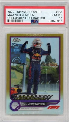 Max Verstappen 2022 Topps Chrome F1 #152 Gold/Purple Refractor PSA 10 GEM MT - Image 1 of 2