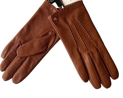 Guantes de cuero Ralph Lauren Pick Stitch tostados/marrones $110 talla L Foto 1 de 3