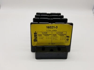 Buss Power Distribution Terminal Block 3  Panel Mount Barrier 16021-3 175A-600V - Image 1 of 4