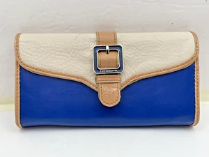Purse Uptown Chic Flats Marina 432 Blue White Tan Liz Claiborne  - Picture 1 of 9