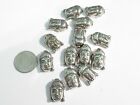 Metallicized Lot 14 Plastic Tibetan Buddha Face Beads Silver Tone Jewelry Making