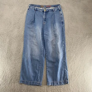 Pilcro Wide Leg Jeans Womens 31 Pleated Baggy Chambray Anthropologie High Rise - Picture 1 of 16
