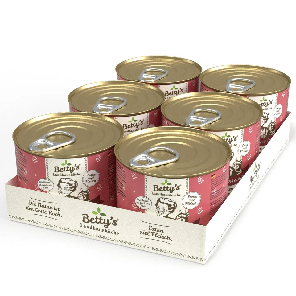 Betty`s Landhausküche Katze Rind & Herz 6x 200g Ds. (11,75€/1kg) - Bild 1 von 1