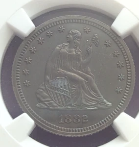 1882 Sitzende Freiheit Viertel 25c NGC PF PR 63 Rev. Dr. James McClure (PROOF) - Bild 1 von 15