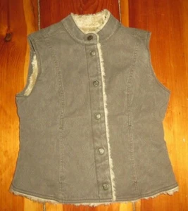 J Jill Faux Fur lined Vest Gray Jacket Pockets Women XXS small P petite - Picture 1 of 3