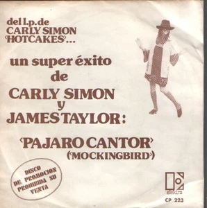 CARLY SIMON & JAMES TAYLOR 7"PS Spain 1974 Mockingbird PROMO - Picture 1 of 1