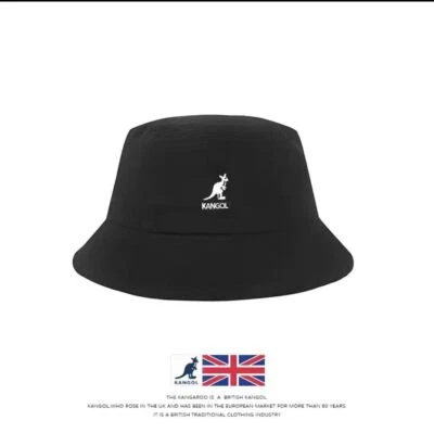 Classic Casual Kangol Washed Bucket Hat Men+Women Cotton Flat Top Hats Headwear - Image 1 of 4