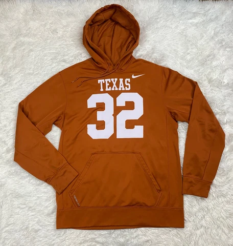 Nike Texas Longhorns Mens Hoodie Size M Medium Orange White Fleece Sweatshirt Cover