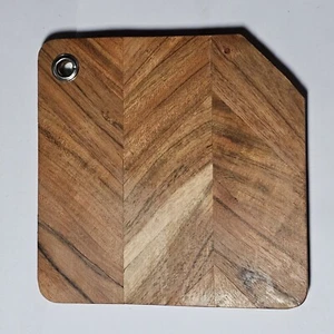 Cheese Board Hardwood Herringbone Stainless Stainless Ring Trapezoid Compact - Picture 1 of 6