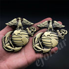 2x Bronze Metal US Marine Corps USMC Eagle Globe Anchor Car Emblem Badge Sticker