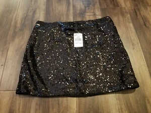 NWT LEA AND VIOLA BLACK SEQUIN SKIRT SIZE LARGE WOMEN'S #67 - Picture 1 of 4