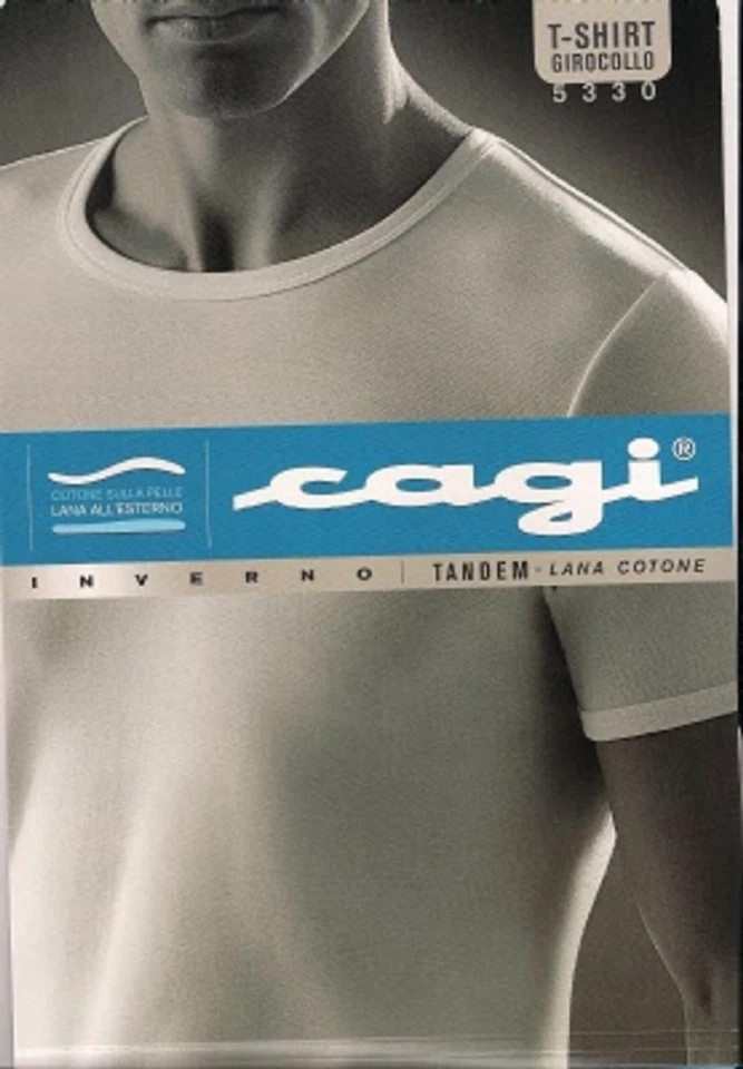 3 T-SHIRT UOMO GIROCOLLO CAGI LANA E COTONE MEZZA MANICA ART. 5330 MAGLIA INTIMA