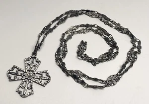 Vintage PERUZZI Italian 800 Silver MALTESE Cross Necklace Renaissance Revival - Picture 1 of 3