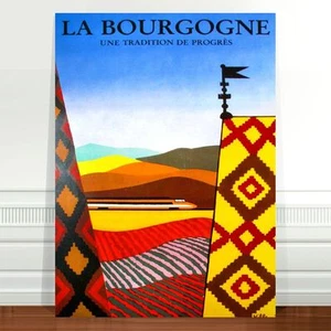 Vintage Train Travel Poster Art ~ CANVAS PRINT 32x24" ~ La Bourgogne - Picture 1 of 1