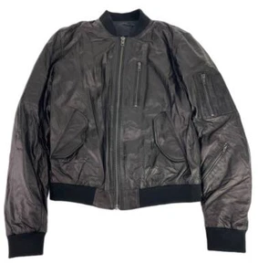 BLK DNM Men's Black Leather Bomber Jacket 45 Size Small NWT - Picture 1 of 2