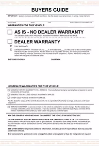 Buyers Guide Forms As-Is Federal Buyers Guide As Is No Warranty Form Pack of 100 - Bild 1 von 1