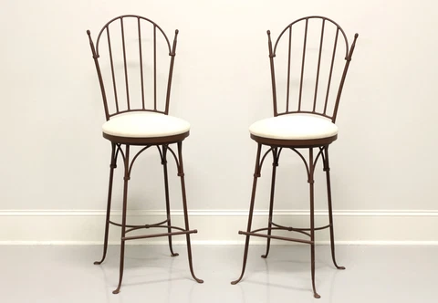 CHARLESTON FORGE Wrought Iron Shaker Arch Bar Height Swivel Stools - Pair C Cover
