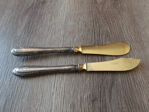PAR DE CUCHILLOS DE PESCADO DE PLATA 800 DE COLECCIÓN CUCHILLOS PARA SERVIR CON SELLO - Imagen 1 de 1